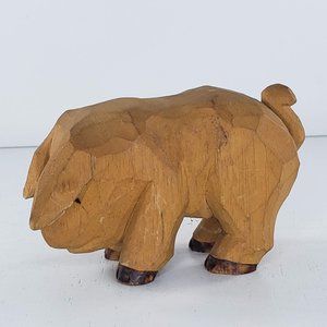Wood Carved Pig Boar Folk Art Handmade